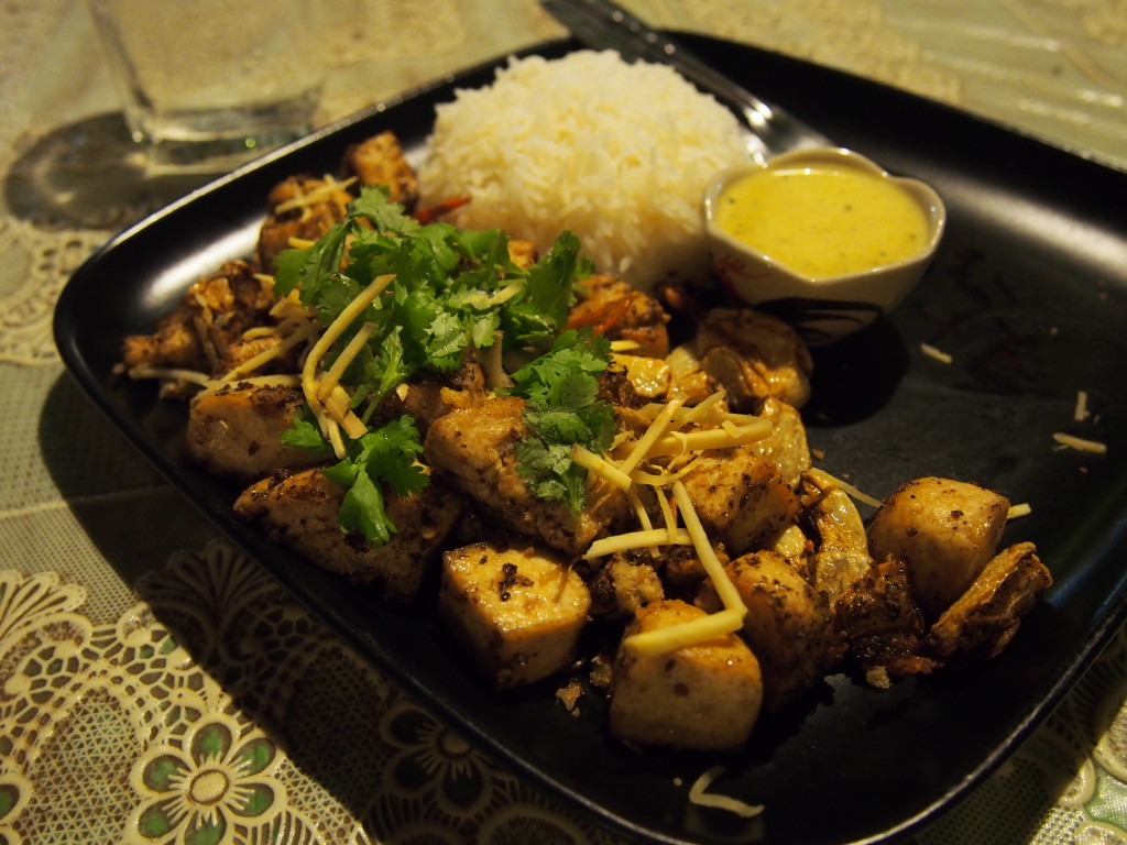 fried ginger and garlic tofu